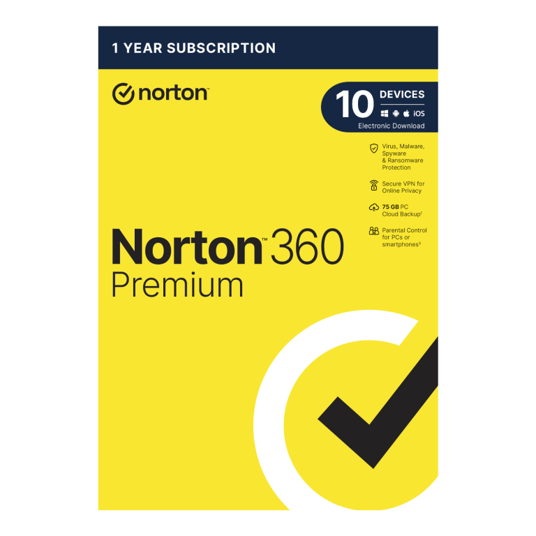 Norton 360 Premium 75GB – 10 Devices (Physical Package) -