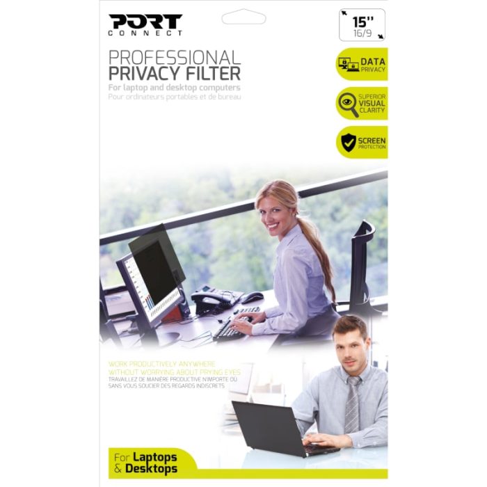 Port Connect 2D Professional Privacy Filter 15.6" Transparent