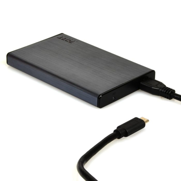 Port Connect 2.5" USB-C External HDD Enclosure Black Black
