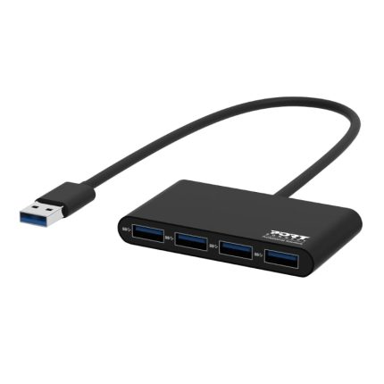 Port USB3.0 to 4 x USB3.0 5Gbps 4 Port Hub - Black Black