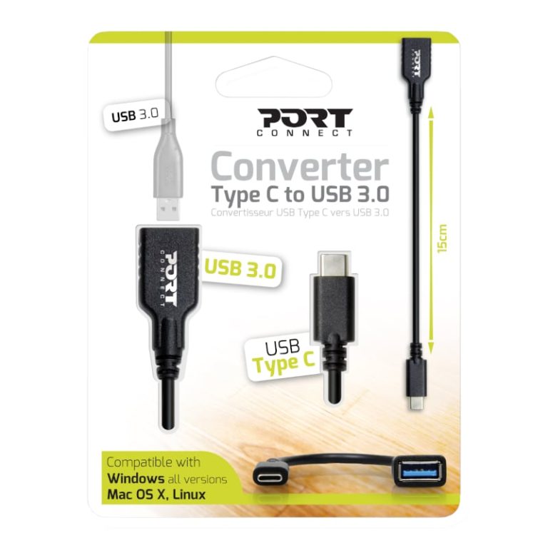 Port Type-C to USB3.0 15cm Adapter Black