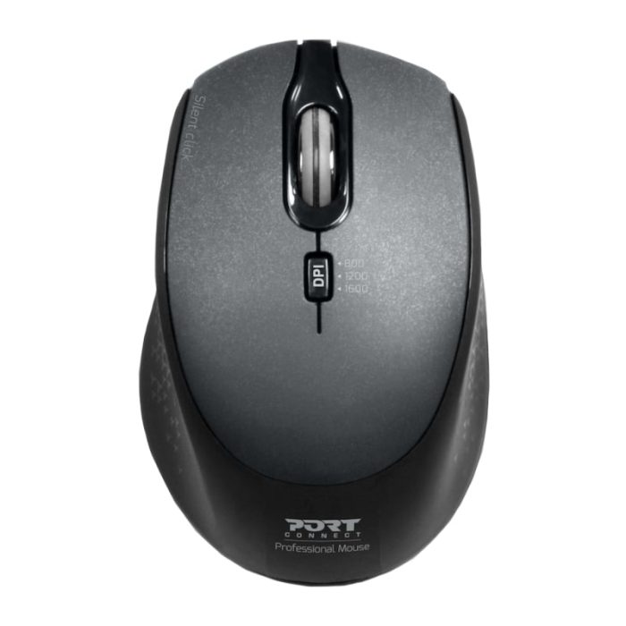 Port Wireless Silent 3600DPI 3 Button USB and Type-C Dongle Mouse - Black Black