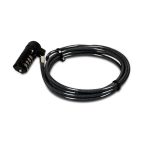 Port Connect 1.8m T-Bar Combination Cable Lock Black