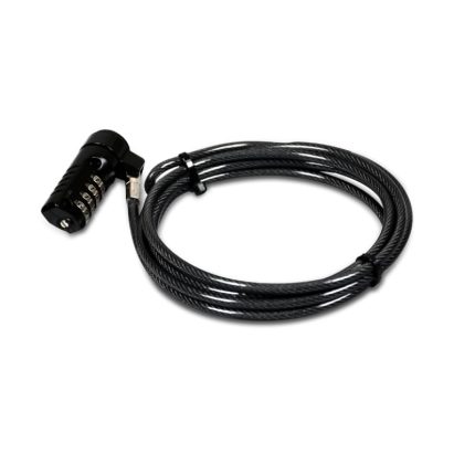 Port Connect 1.8m T-Bar Combination Cable Lock Black