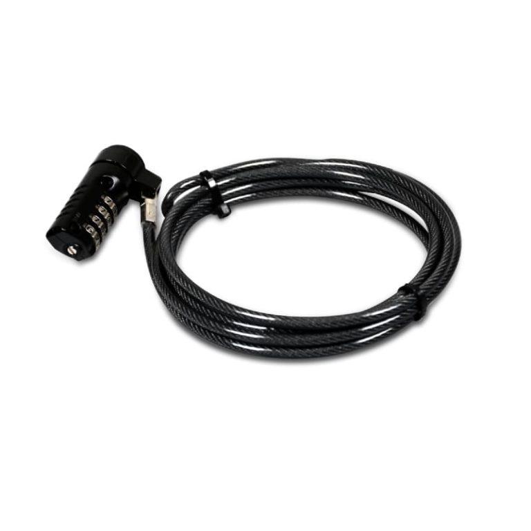 Port Connect 1.8m T-Bar Combination Cable Lock Black