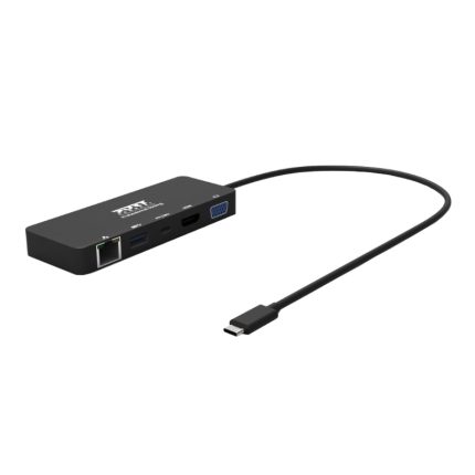 Port USB Type-C to 1 x RJ45|1 x USB3.0 SS|1 x Type-C 85W PD|1 x HDMI2.0|1 x VGA 30cm Cable Dock - Black Black