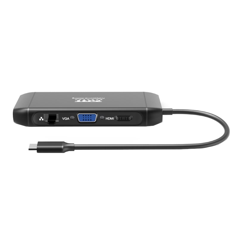 Port USB Type-C 4 x USB3.1|1 x Aux|Micro+SD Card Reader|1 x RJ45|1 x HDMI|1 x VGA|1 x Type-C PD Dock 100W - Black -