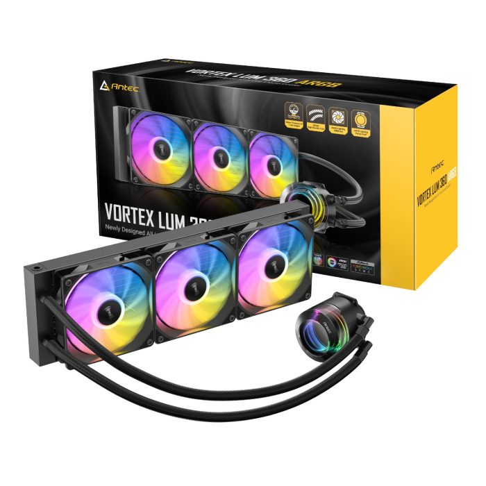 Antec VORTEX LUM 360 ARGB AIO CPU Liquid Cooler - Black Black