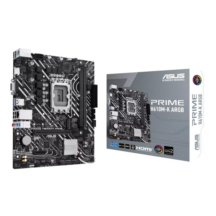 Asus PRIME H610M-K ARGB Intel LGA1700 M-ATX Motherboard Black