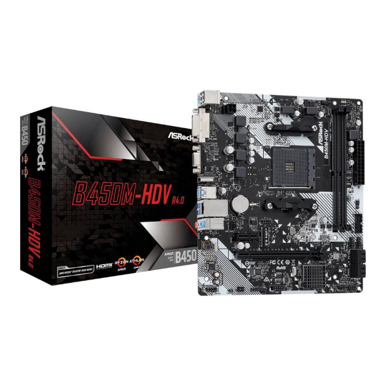 ASRock B450M-HDV R4.0 AMD AM4 M-ATX Motherboard Black