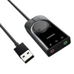 UGREEN CM129-40964 USB-A to 3.5mm External Stereo Sound Adapter - Black Black