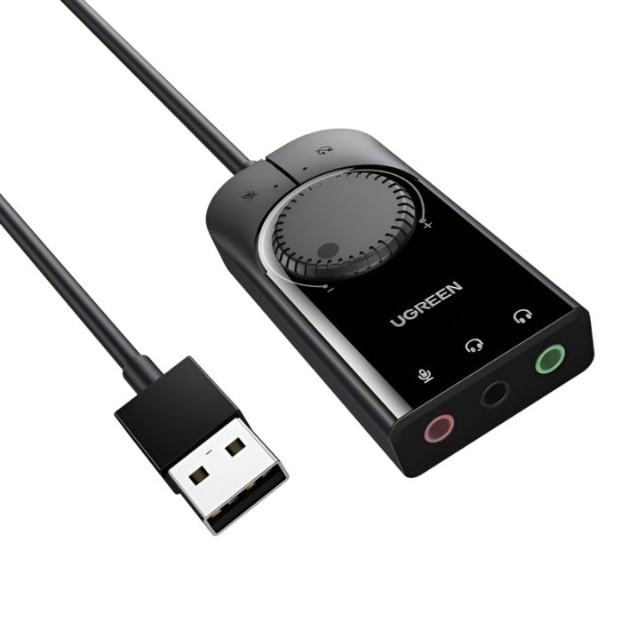 UGREEN CM129-40964 USB-A to 3.5mm External Stereo Sound Adapter - Black Black