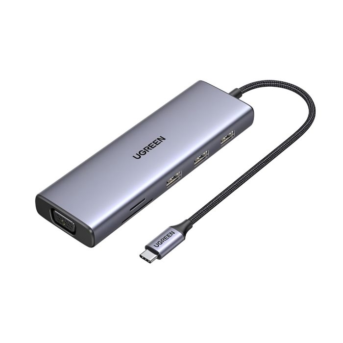 UGREEN 9-in-1 Type-C Hub | HDMI | VGA | LAN | SD/TF | 100W PD | USB3.0 Silver