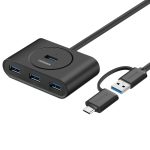 UGREEN 4-Port USB 3.0 Hub with Micro USB | 5Gbps Data Transfer - 0.5m Black