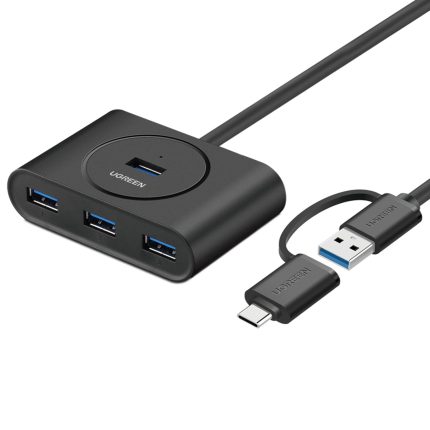 UGREEN 4-Port USB 3.0 Hub with Micro USB | 5Gbps Data Transfer - 0.5m Black