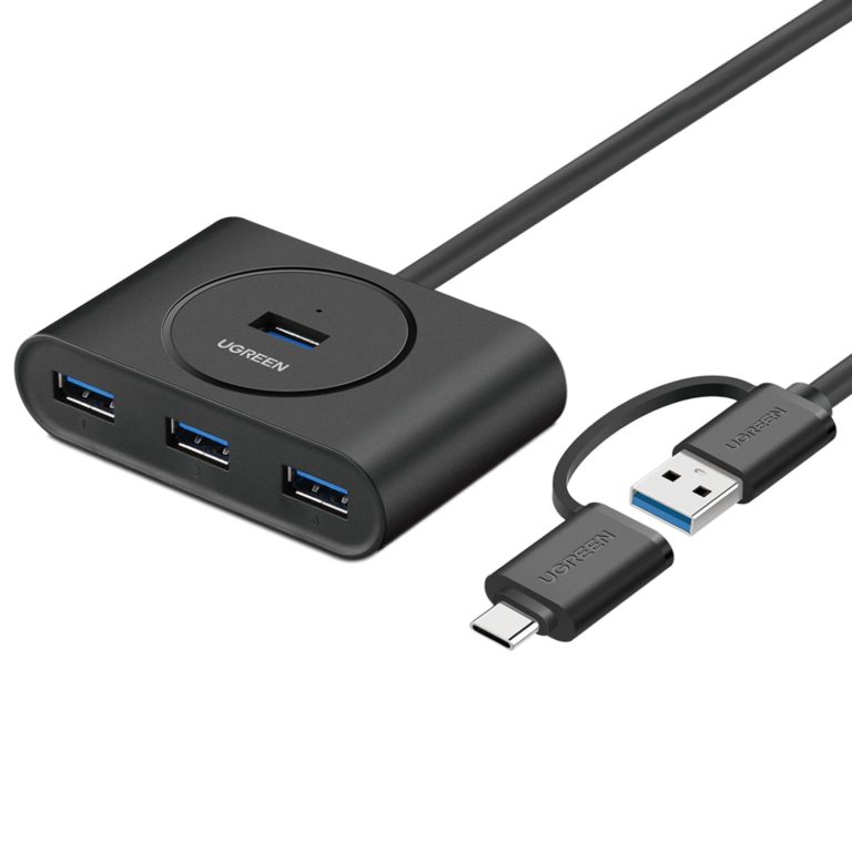 UGREEN 4-Port USB 3.0 Hub with Micro USB | 5Gbps Data Transfer - 0.5m Black