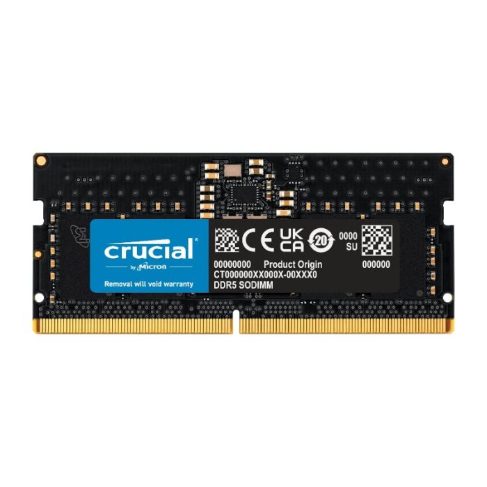 Crucial 16GB 4800MHz DDR5 SODIMM Notebook Memory Black
