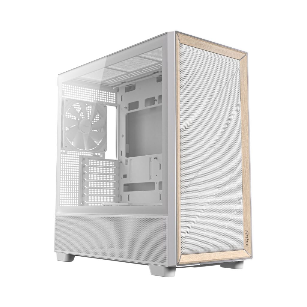 Antec FLUX Mid-Tower E-ATX Gaming Chassis Wood Front Panel - White White