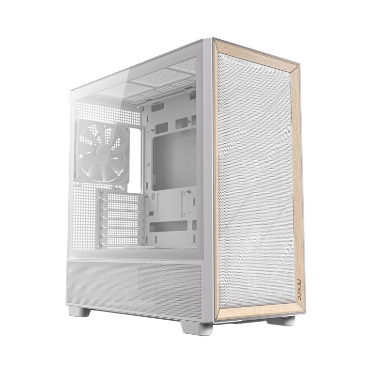 Antec FLUX Mid-Tower E-ATX Gaming Chassis Wood Front Panel - White White