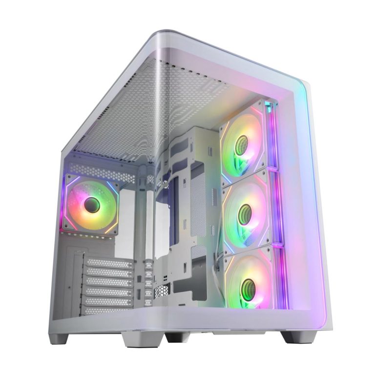 FSP M580 ARGB ATX Mid Tower Gaming Chassis - White White
