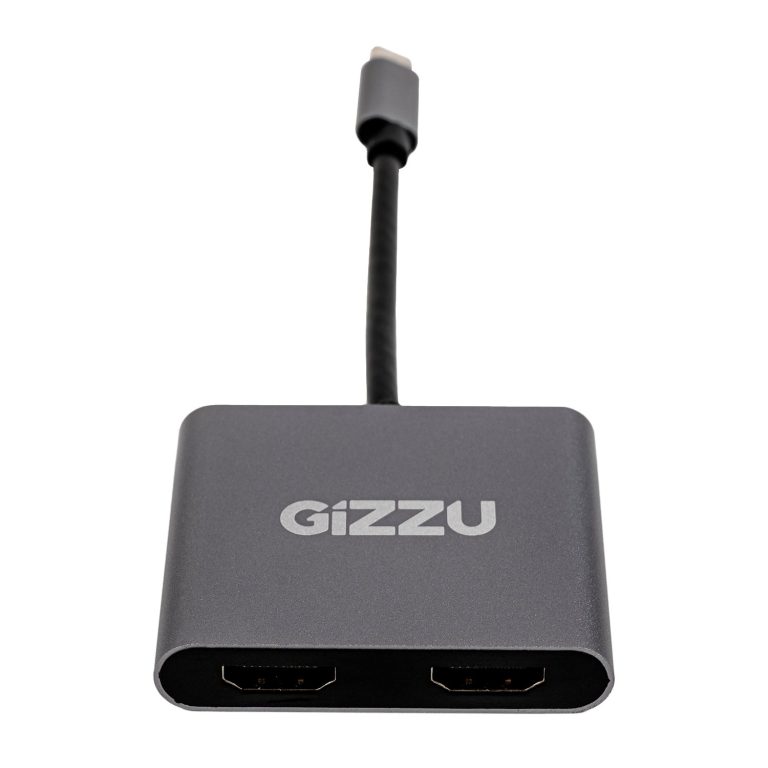 Gizzu 4-in-1 Type-C to Dual HDMI Hub Grey