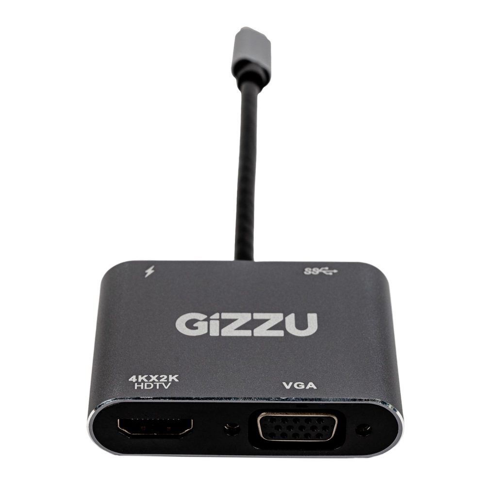 Gizzu 4-in-1 Type-C to HDMI/VGA/USB3.0 Hub Grey