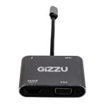 Gizzu 4-in-1 Type-C to HDMI/VGA/USB3.0 Hub Grey