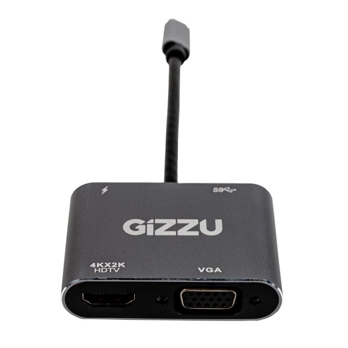 Gizzu 4-in-1 Type-C to HDMI/VGA/USB3.0 Hub Grey