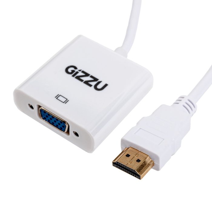 Gizzu 1080P HDMI to VGA Adapter with Audio White
