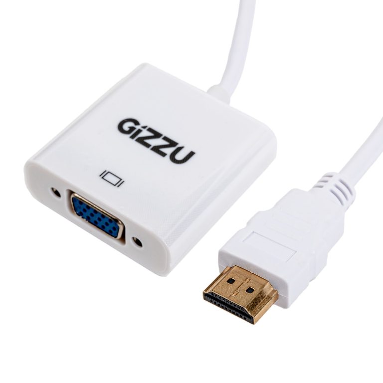 Gizzu 1080P HDMI to VGA Adapter with Audio White