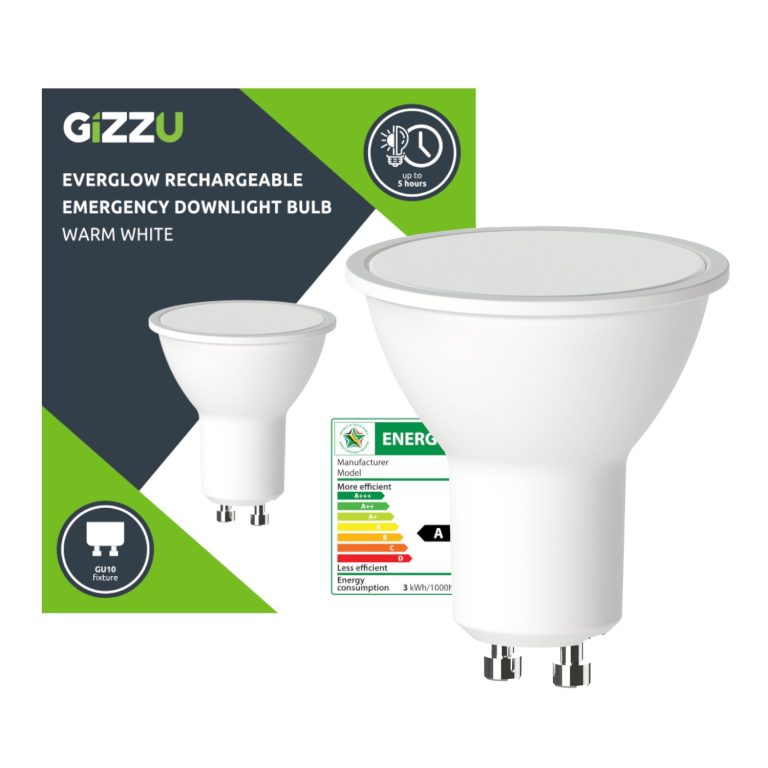 Gizzu Everglow Rechargeable Warm White Emergency Downlight Bulb White