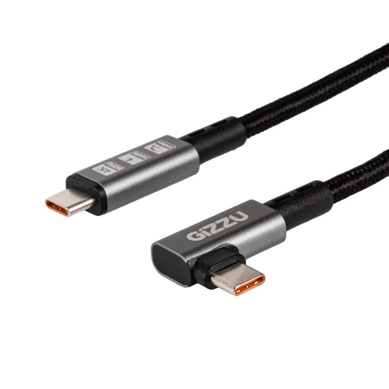 Gizzu 100W 10Gbps Type-C Angled 1m Cable Black