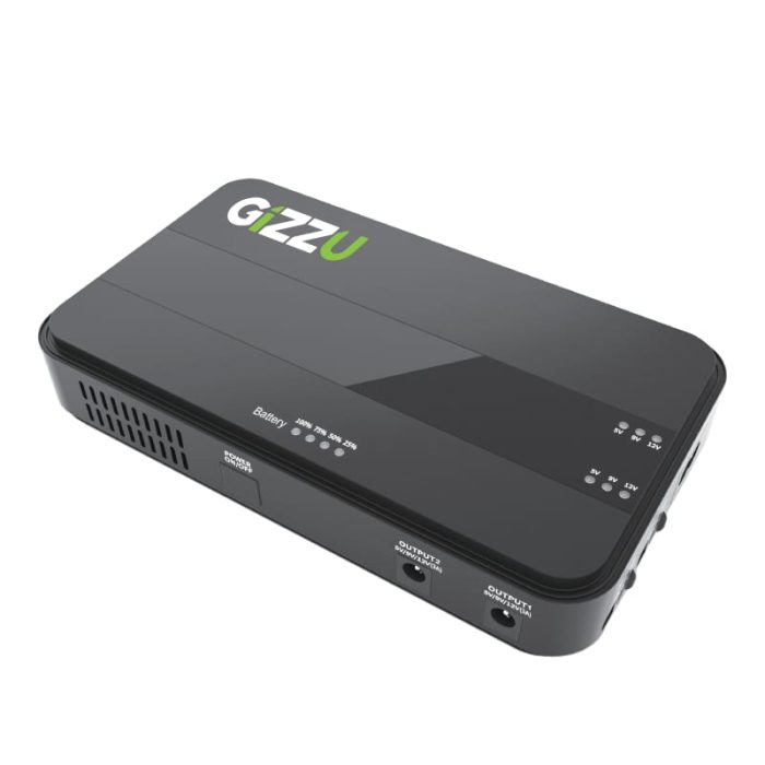GIZZU 36W 32Wh 8800mAh Mini Dual DC UPS Lithium - Black Black