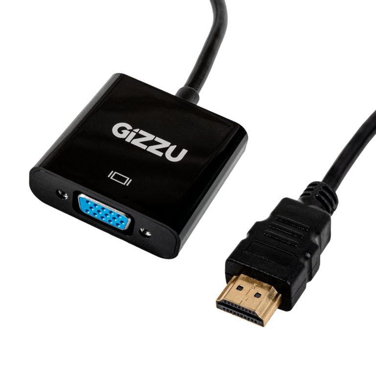 Gizzu 1080P HDMI to VGA Adapter Poly Black