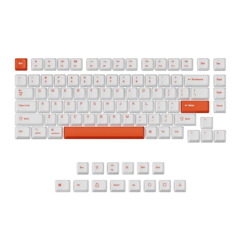Keychron OEM Dye-Sub PBT Full Keycap Set - Orange/White Orange/White