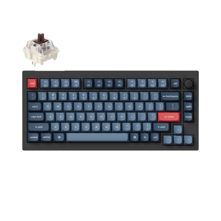 Keychron V1 Max QMK/VIA Wireless Custom Mechanical Keyboard | BROWN Switches – Black Black