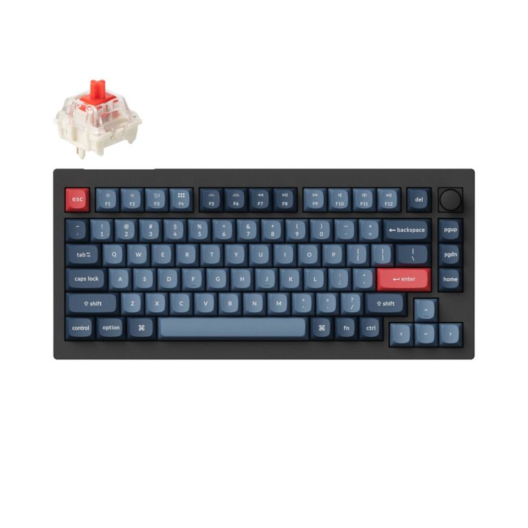 Keychron V1 Max QMK/VIA Wireless Custom Mechanical Keyboard | RED Switches - Black Black