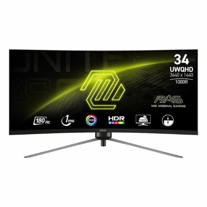 MSI MAG345CQR 34" Curved Gaming Monitor 3440x1440 (UWQHD) VA 1ms 180Hz -