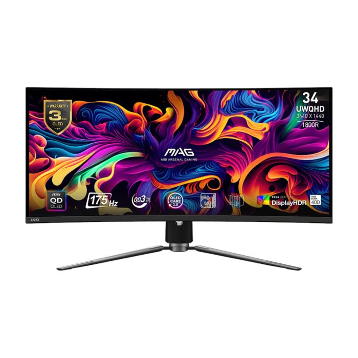 MSI MAG 341CQP QD-OLED 34″ UWQHD Curved Gaming Monitor Black