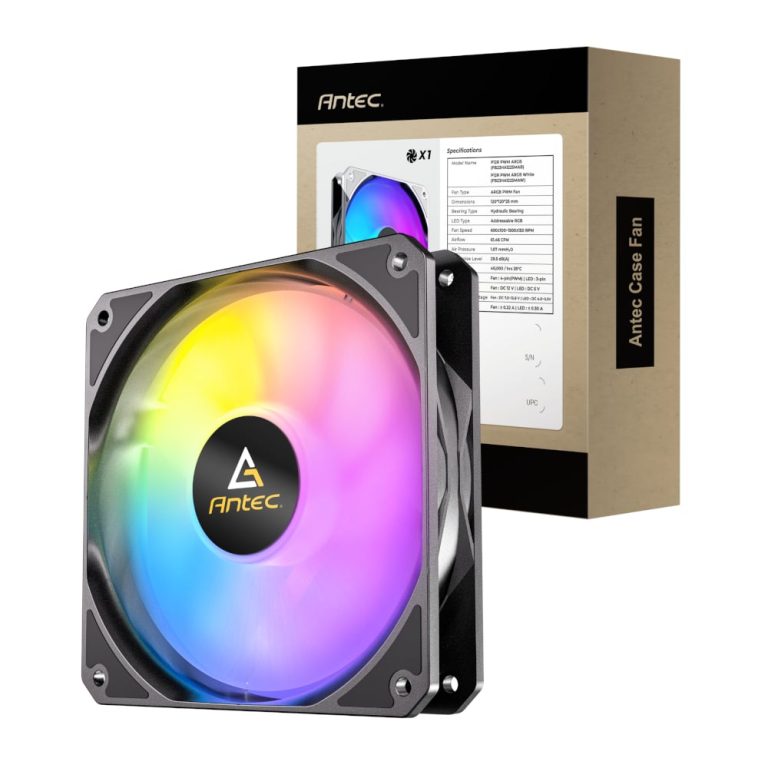Antec P12 PWM 120mm ARGB Reverse Case Fan - Black Black