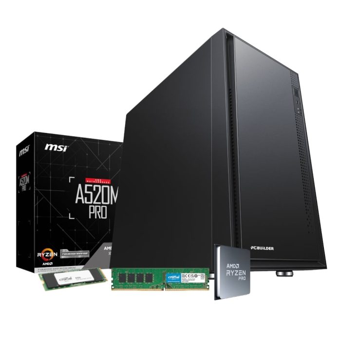 PCBuilder AMD Ryzen 5 PRO 4650G HOME MASTER Windows 11 Desktop PC Black