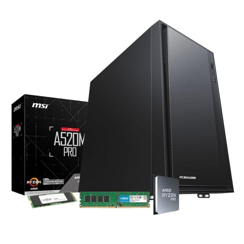 PCBuilder AMD Ryzen 5 PRO 4650G HOME MASTER Windows 11 Desktop PC Black