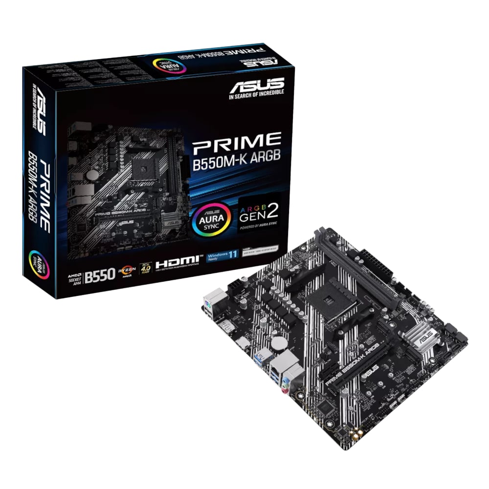 Asus PRIME B550M-K ARGB AM4 M-ATX Motherboard Black