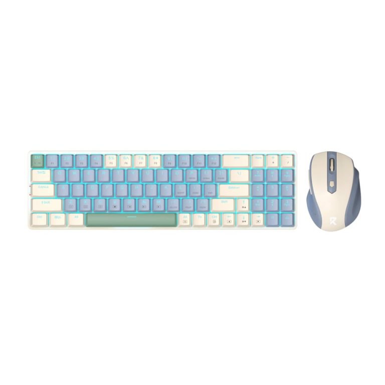 Redragon BS8772 Wireless Keyboard and Mouse Combo - Cream/Blue Cream/Blue