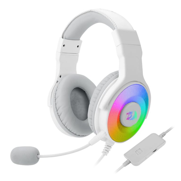 REDRAGON Over-Ear PANDORA USB (Power Only)|Aux (Mic and Headset) RGB Gaming Headset - White White