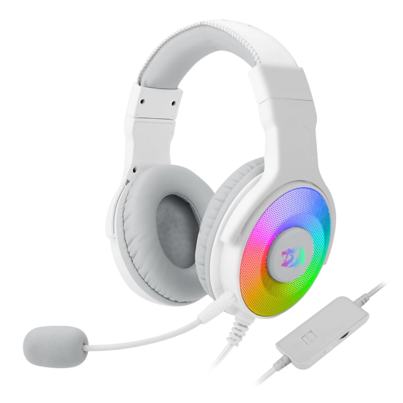 REDRAGON Over-Ear PANDORA USB (Power Only)|Aux (Mic and Headset) RGB Gaming Headset - White White