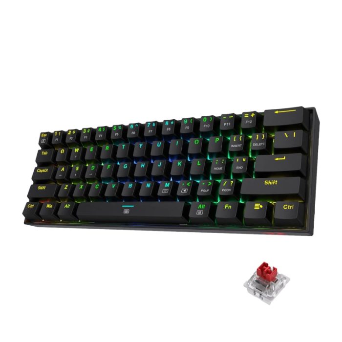REDRAGON DRAGONBORN Wired Mechanical Keyboard RGB 67Key Design - Black Black