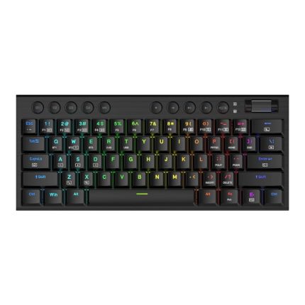 REDRAGON Horus Mini Pro 61Key Wireless Bluetooth Red Switch RGB Low Profile Gaming Mechanical Keyboard - Black Black