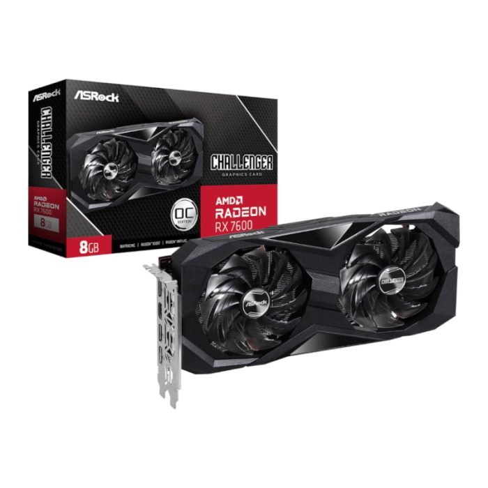 ASRock Radeon RX7600 Challenger 8G OC GDDR6 128-BIT Graphics Card Black