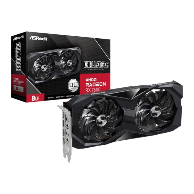 ASRock Radeon RX7600 Challenger 8G OC GDDR6 128-BIT Graphics Card Black
